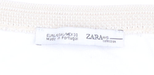 Zara Women Ivory Floral Short Sleeve Regular Fit T-Shirt Size 8