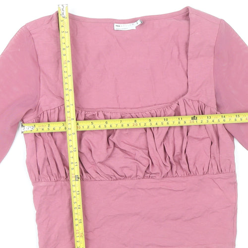 ASOS Women’s Pink Cropped Ruched Long Sleeve Blouse Size 10