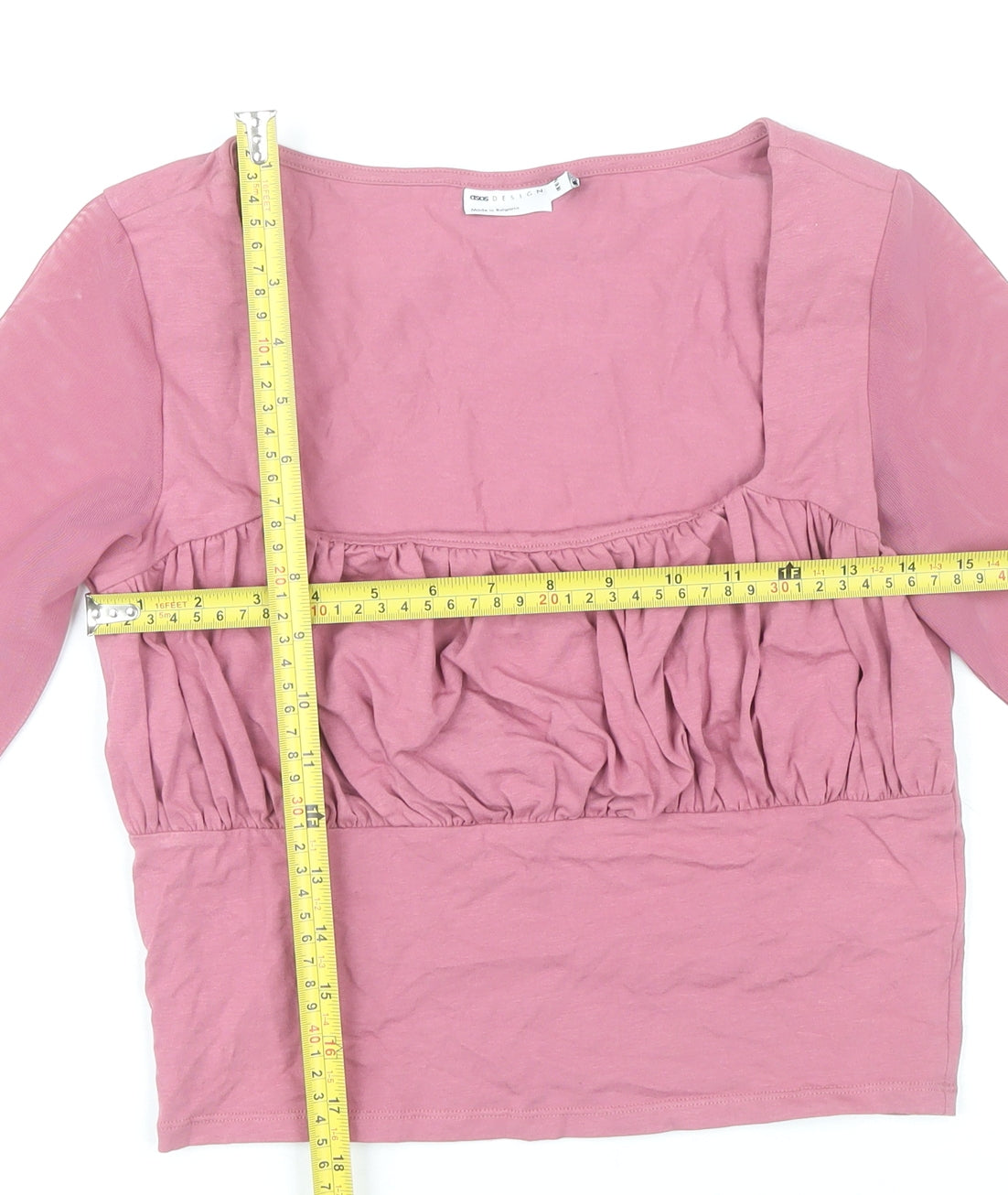 ASOS Women’s Pink Cropped Ruched Long Sleeve Blouse Size 10