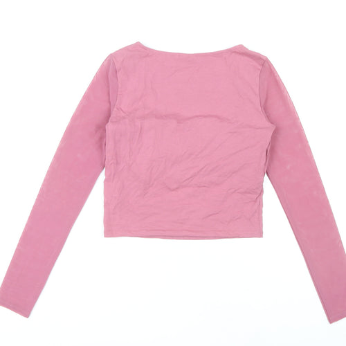 ASOS Women’s Pink Cropped Ruched Long Sleeve Blouse Size 10