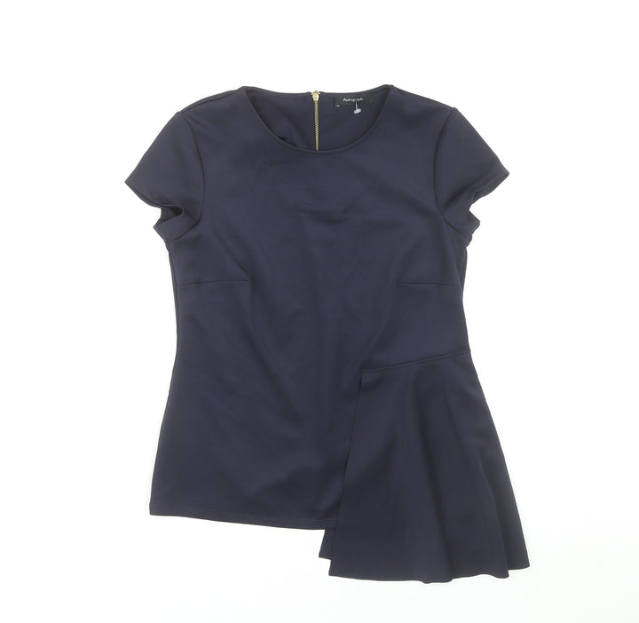 Marks and Spencer Women’s Navy Blue Blouse Size 10 Short Sleeve Zip