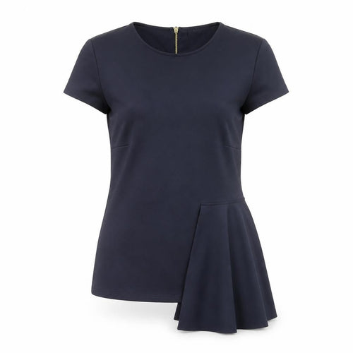 Marks and Spencer Women’s Navy Blue Blouse Size 10 Short Sleeve Zip