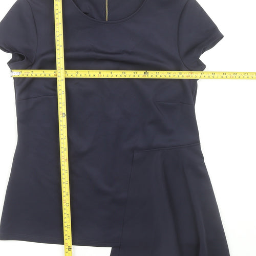Marks and Spencer Women’s Navy Blue Blouse Size 10 Short Sleeve Zip