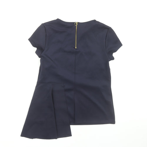 Marks and Spencer Women’s Navy Blue Blouse Size 10 Short Sleeve Zip