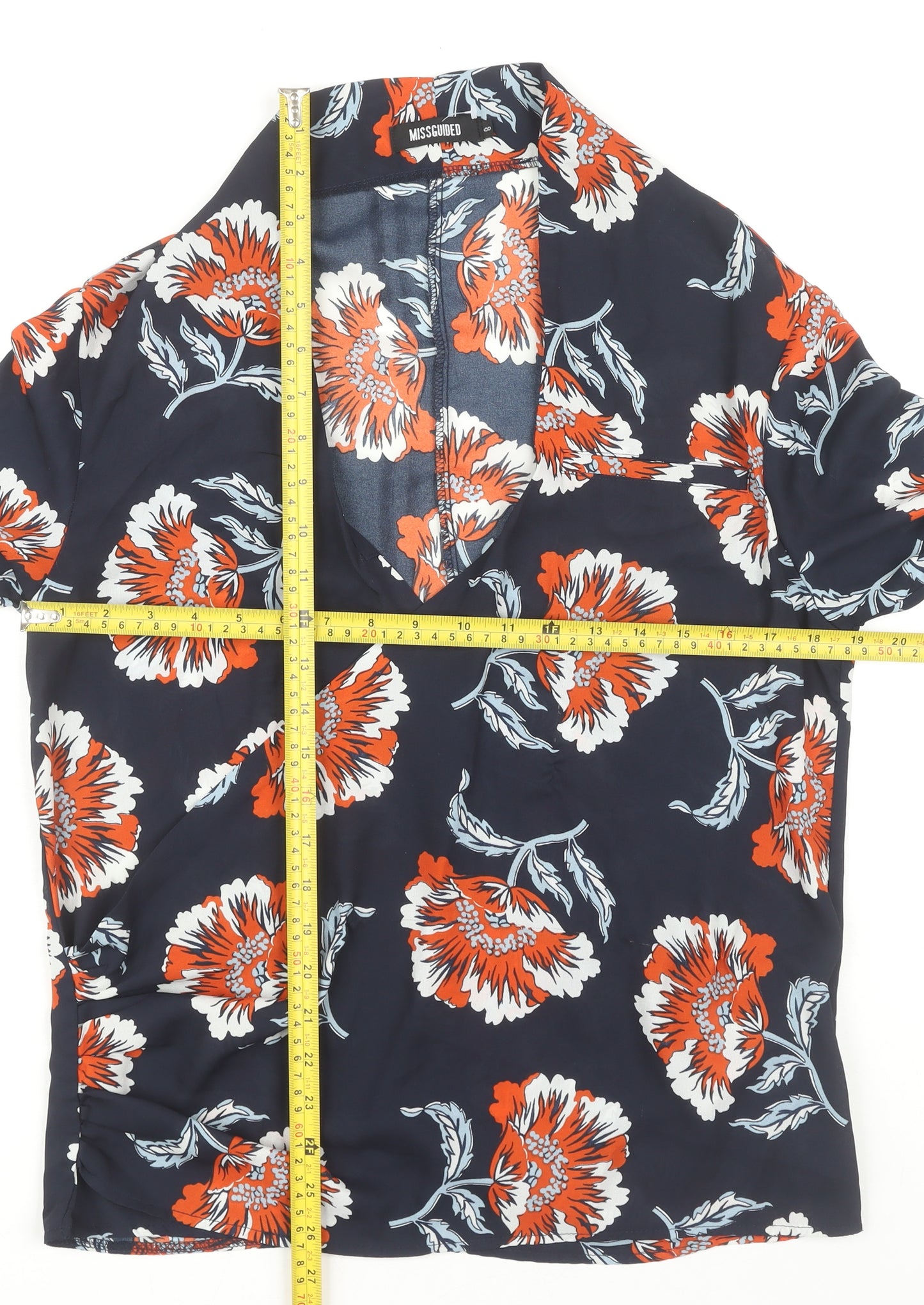 Missguided Women's Multicoloured Floral Wrap Blouse Size 8