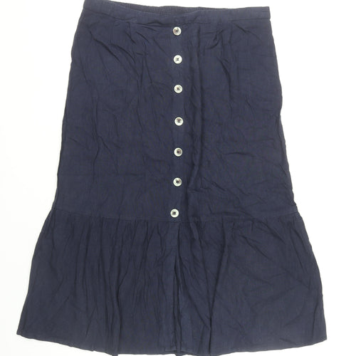 Julipa Women's Blue Midi A-Line Skirt UK 22 Button Front Plus Size