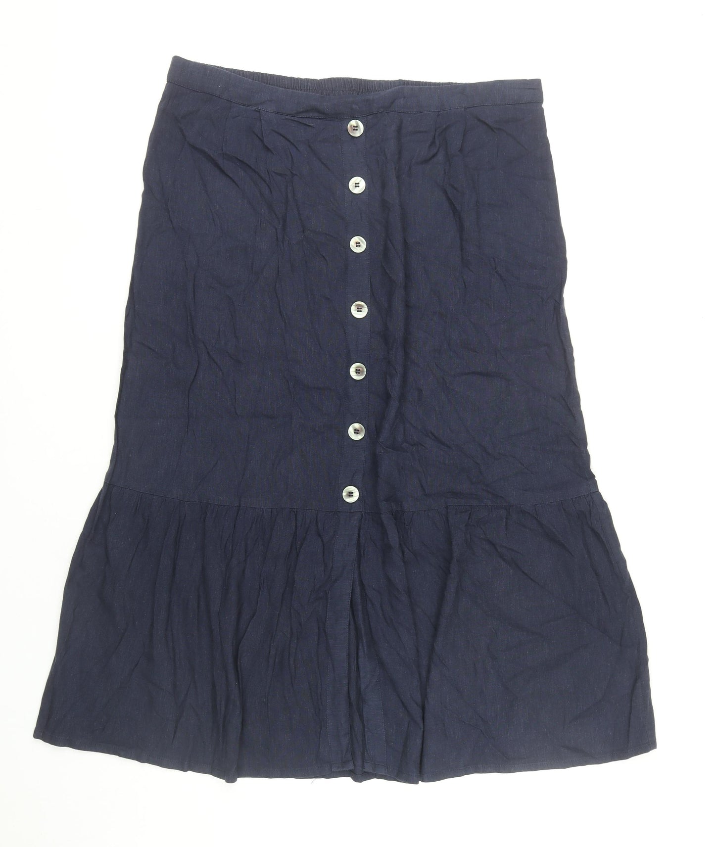 Julipa Women's Blue Midi A-Line Skirt UK 22 Button Front Plus Size