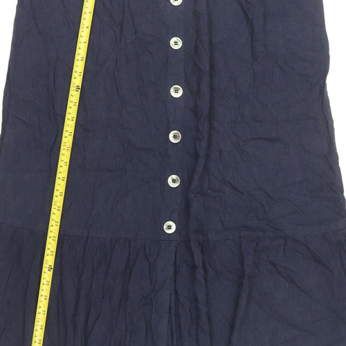 Julipa Women's Blue Midi A-Line Skirt UK 22 Button Front Plus Size