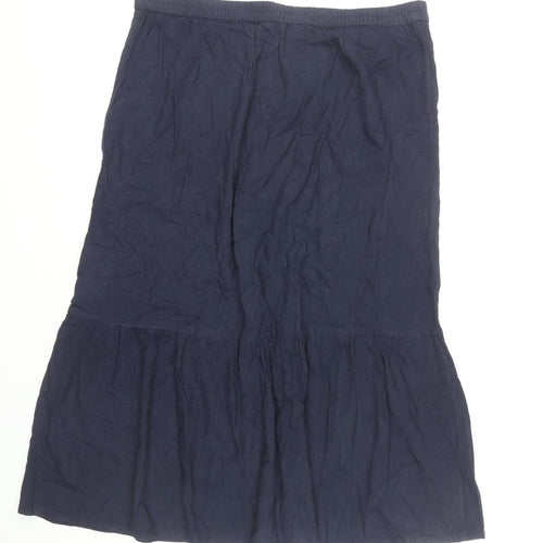 Julipa Women's Blue Midi A-Line Skirt UK 22 Button Front Plus Size