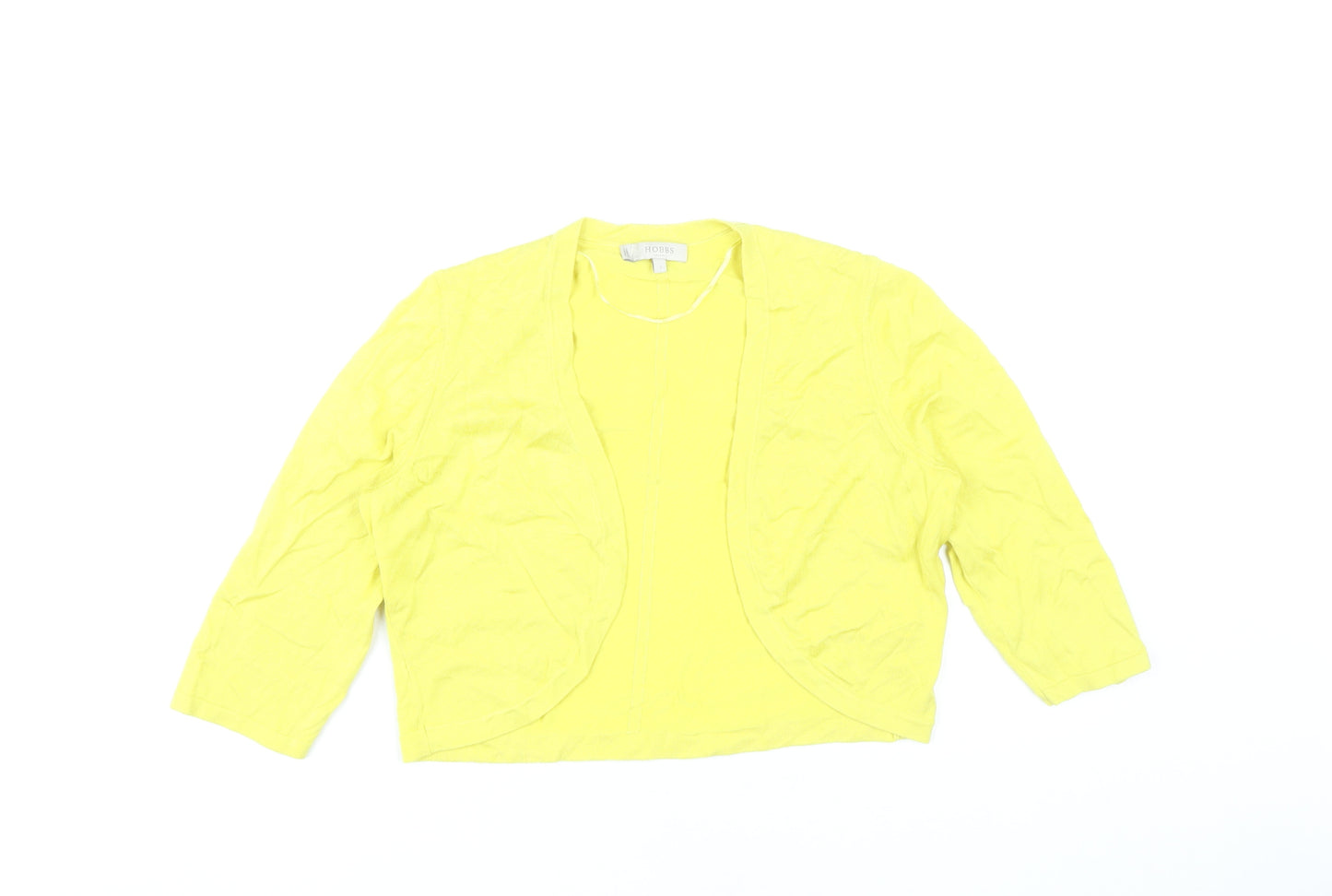 Hobbs Women’s Yellow Cardigan S Knit 3/4 Sleeve Lightweight Spring