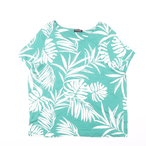 Debenhams Women’s Green Tropical Floral T-Shirt Size 22 Viscose