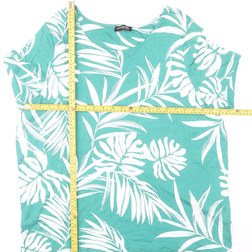 Debenhams Women’s Green Tropical Floral T-Shirt Size 22 Viscose