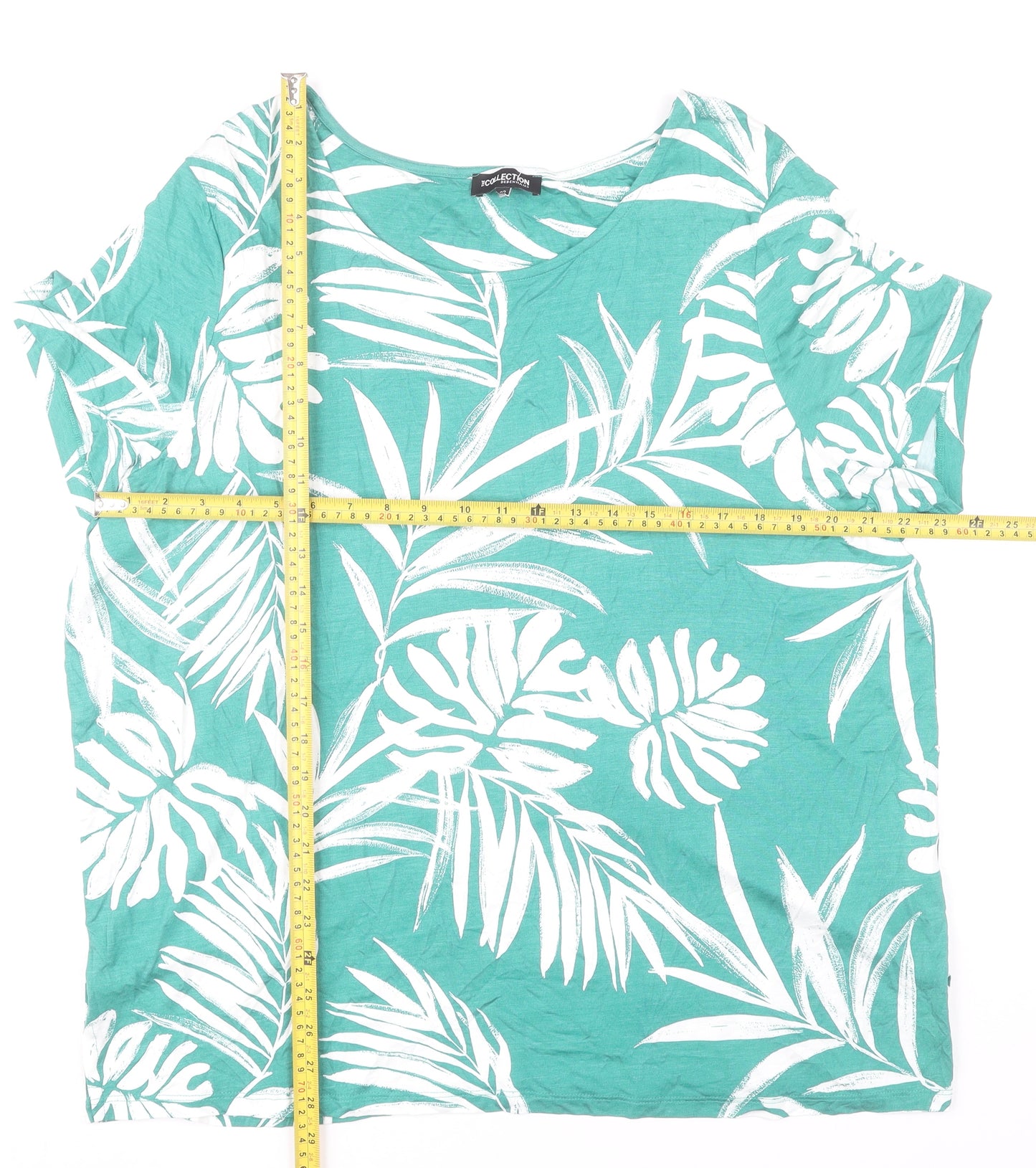 Debenhams Women’s Green Tropical Floral T-Shirt Size 22 Viscose
