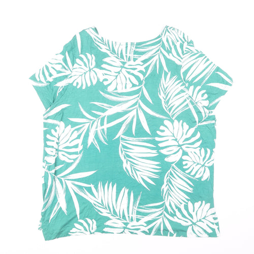 Debenhams Women’s Green Tropical Floral T-Shirt Size 22 Viscose