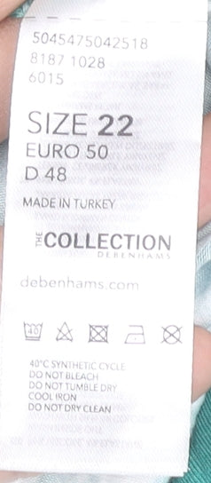 Debenhams Women’s Green Tropical Floral T-Shirt Size 22 Viscose