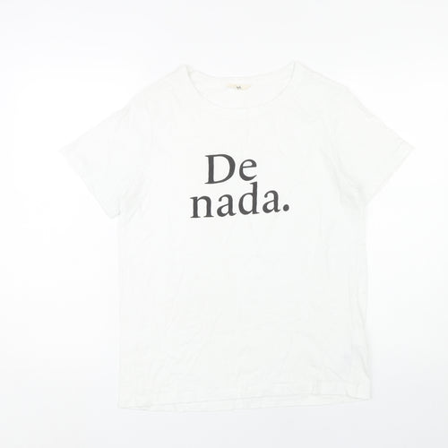 Hush Women’s White Graphic T-Shirt XS Cotton Crew Neck Casual