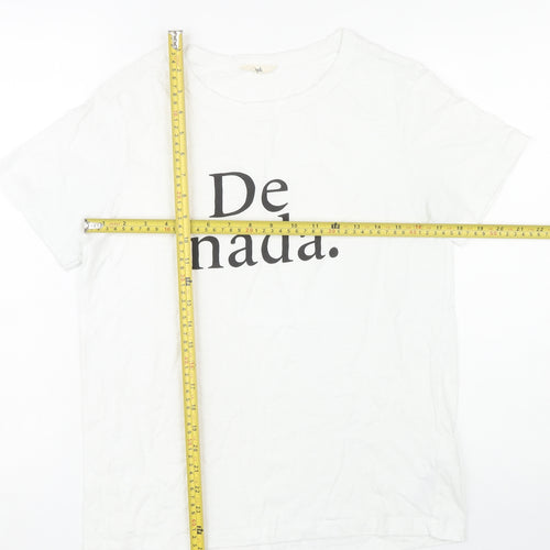 Hush Women’s White Graphic T-Shirt XS Cotton Crew Neck Casual