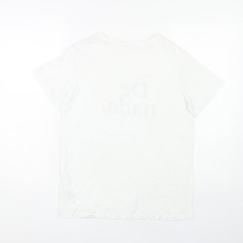 Hush Women’s White Graphic T-Shirt XS Cotton Crew Neck Casual