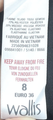 Wallis Women’s Black Straight Leg Slim Fit Trousers Size 8