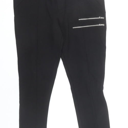 Zara Basic Women's Black XL Slim Fit Tapered Trousers with Zips