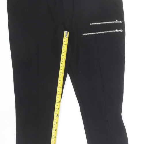 Zara Basic Women's Black XL Slim Fit Tapered Trousers with Zips