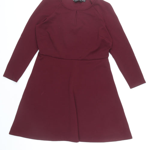 Dorothy Perkins Women Red 16 Fit & Flare Knee Length Long Sleeve Dress