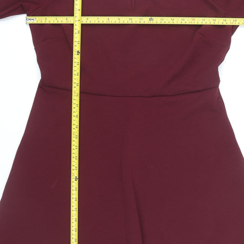Dorothy Perkins Women Red 16 Fit & Flare Knee Length Long Sleeve Dress
