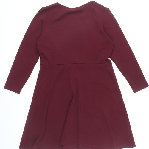 Dorothy Perkins Women Red 16 Fit & Flare Knee Length Long Sleeve Dress