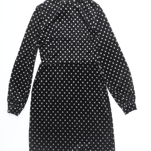 Warehouse Women’s Black Polka Dot Velvet Sheath Dress Size 10