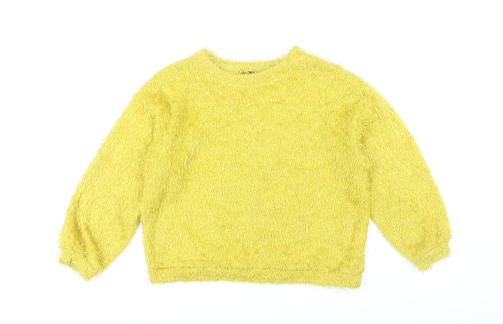 Bershka Women’s Yellow Crew Neck Pullover Jumper Size 8