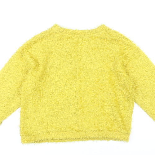 Bershka Women’s Yellow Crew Neck Pullover Jumper Size 8