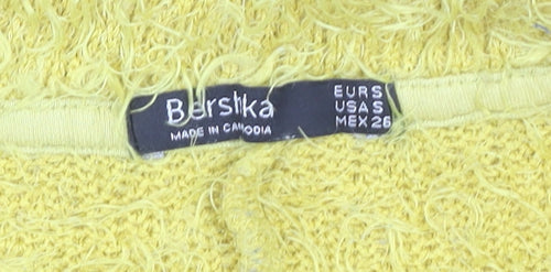 Bershka Women’s Yellow Crew Neck Pullover Jumper Size 8