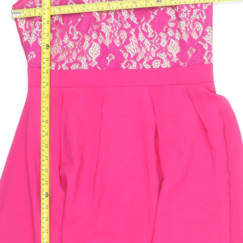 Little Mistress Women's Pink Lace Fit & Flare Dress Size 12