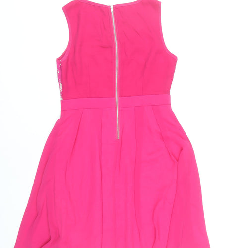 Little Mistress Women's Pink Lace Fit & Flare Dress Size 12