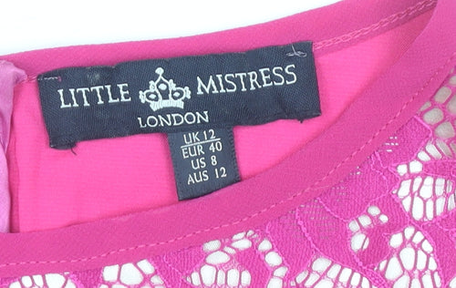 Little Mistress Women's Pink Lace Fit & Flare Dress Size 12