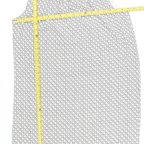 H&M Women White Geometric Shift Dress Size 12 Knee Length Sleeveless