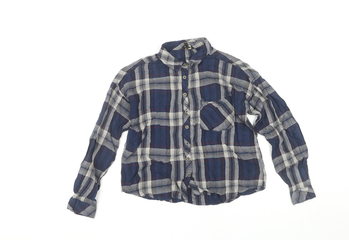 The Roadster Life Co. Boys Blue Plaid Long Sleeve Button-Up Shirt S