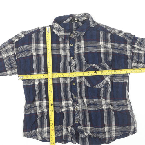 The Roadster Life Co. Boys Blue Plaid Long Sleeve Button-Up Shirt S