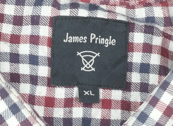 James Pringle Men's Multicoloured Check Long Sleeve Button-Up Shirt XL