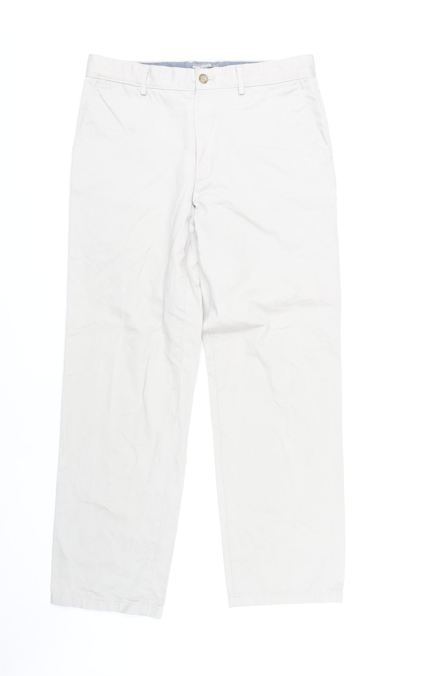 Dockers Men’s White Chino Trousers 33x32 Regular Fit Cotton