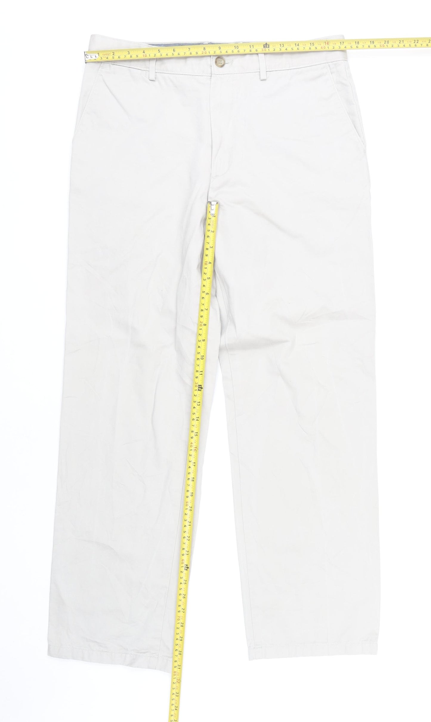 Dockers Men’s White Chino Trousers 33x32 Regular Fit Cotton