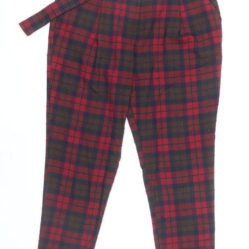 Next Women's Petite Multicoloured Plaid Tapered Trousers Size 12