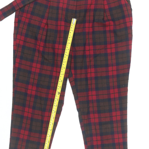 Next Women's Petite Multicoloured Plaid Tapered Trousers Size 12