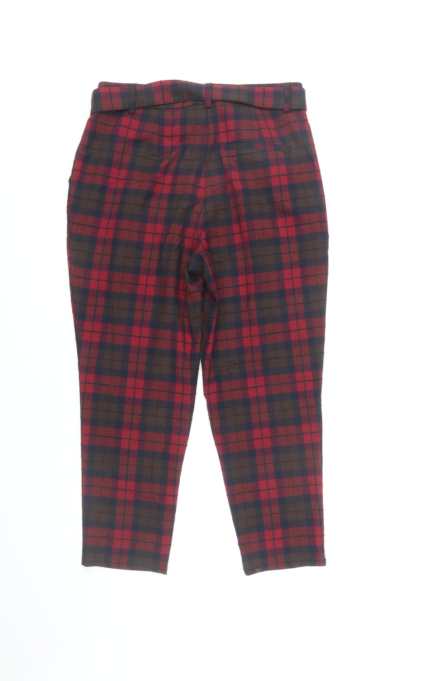 Next Women's Petite Multicoloured Plaid Tapered Trousers Size 12