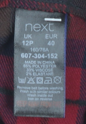 Next Women's Petite Multicoloured Plaid Tapered Trousers Size 12