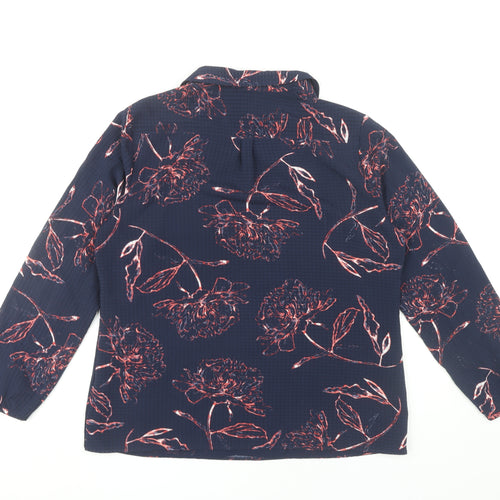Marks and Spencer Women's Blue Floral Collared Long Sleeve Blouse UK 14