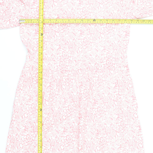 Lands' End Women’s Pink Floral Knee Length A-Line Dress M