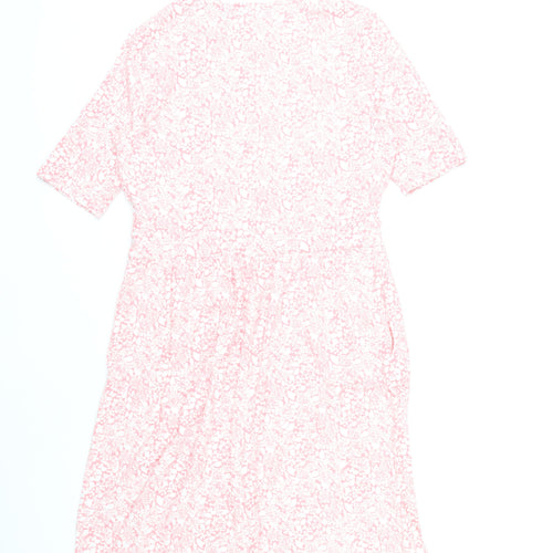 Lands' End Women’s Pink Floral Knee Length A-Line Dress M