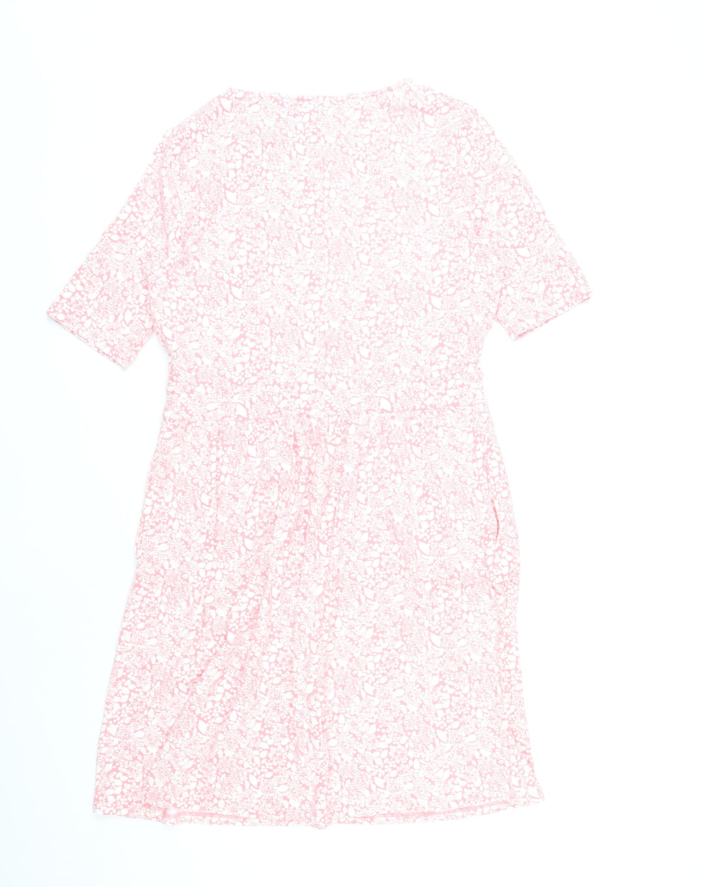 Lands' End Women’s Pink Floral Knee Length A-Line Dress M