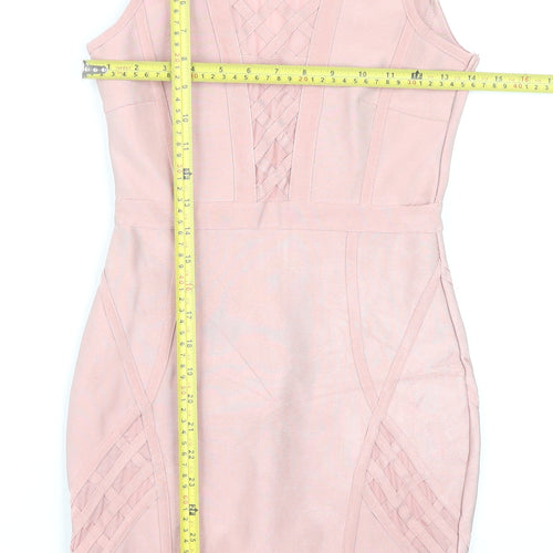 Missguided Women Pink Size 6 Bodycon Scoop Neck Sleeveless Dress
